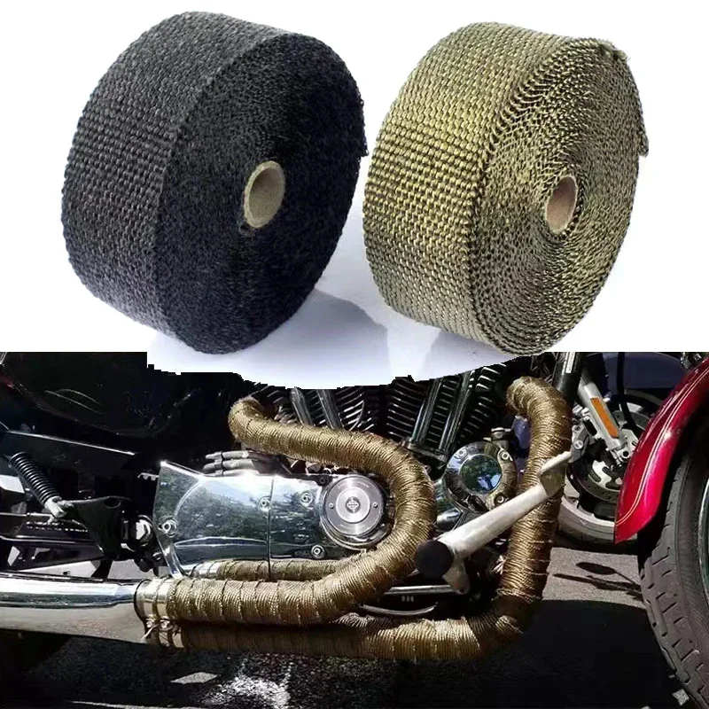 

5M Motorcycle Exhaust Thermal Tape Pipe Modified Insulation Glass Fiber Heat Insulation High Temperature Protection Auto Parts