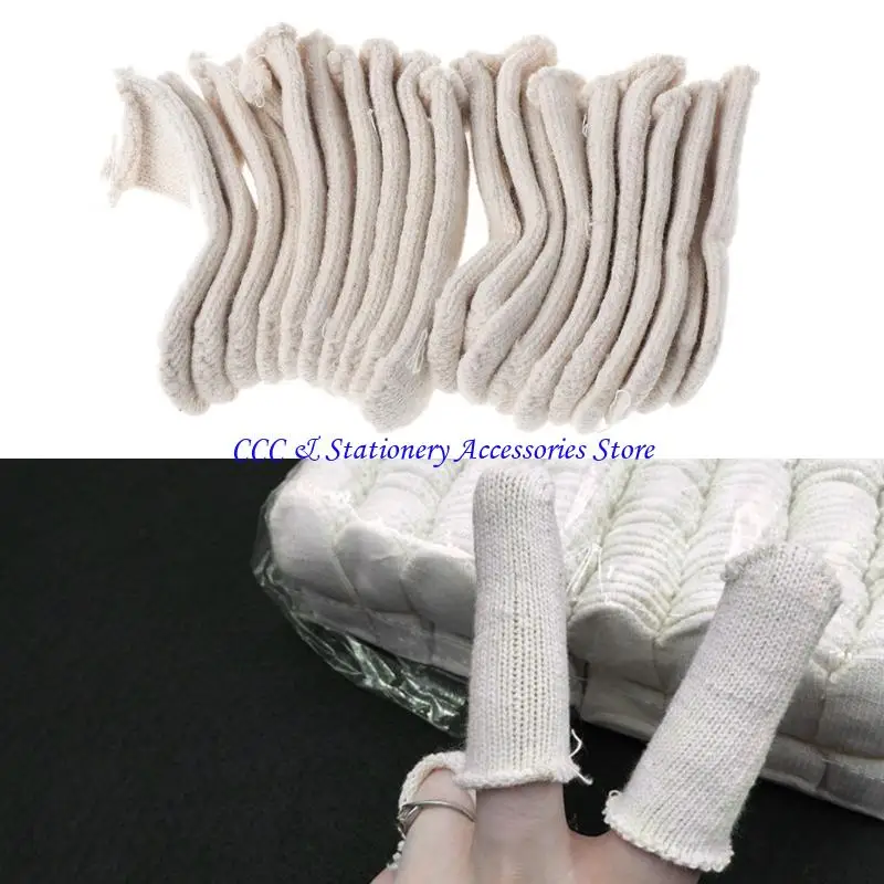 Q1JC Cotton Finger Guards Cots Avoid for Protection Prints Clean Polish Craft Tool 20