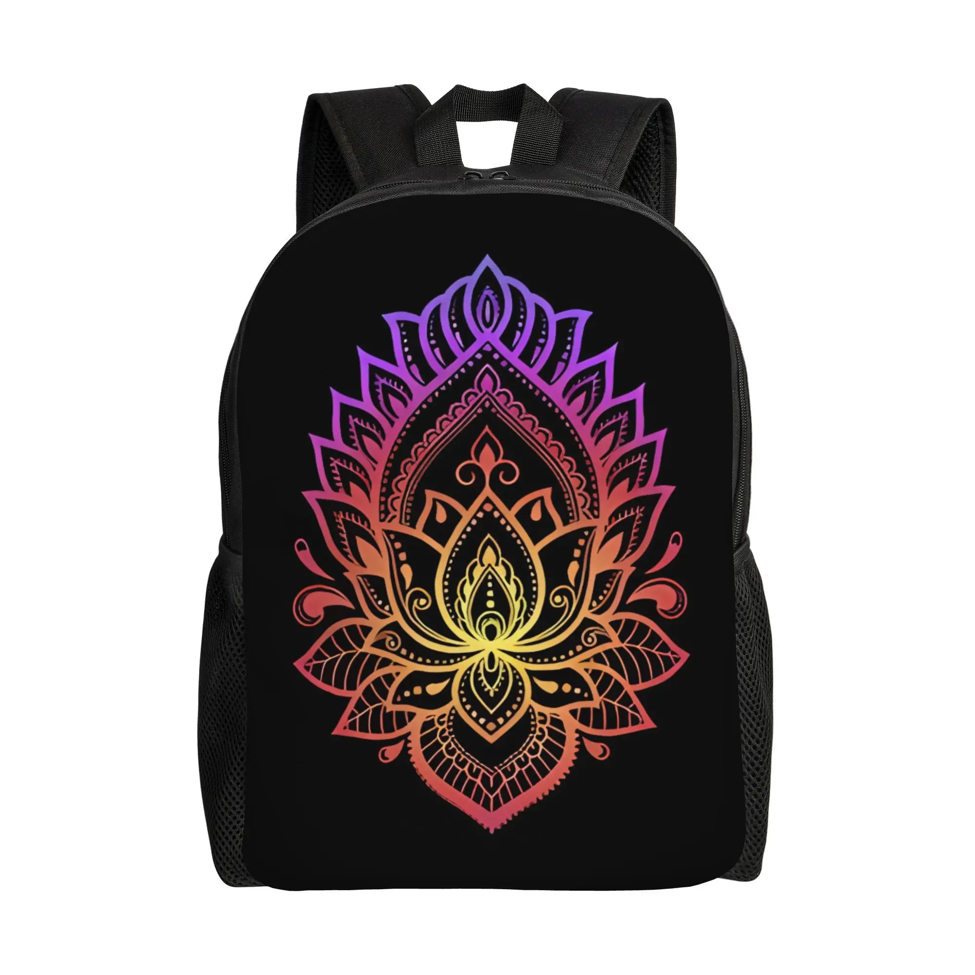 Gradient Rainbow Mandala Lotus Print Backpack Hot Sale Daypack Large Capacity Boys Girls BookBag School Bag Shoulder Bags