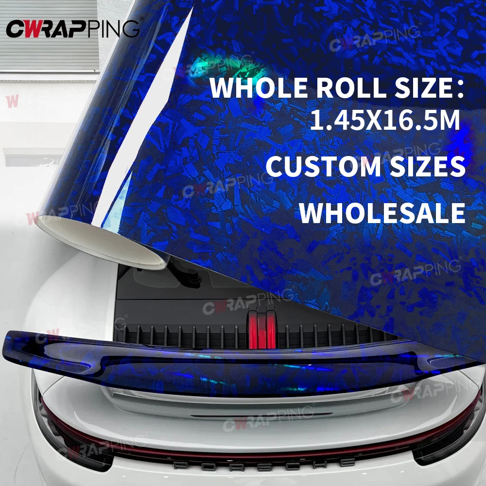 

50/100/145CM Carbon Fiber Sticker High-gloss Blue Car Decals Waterproof PET Air Release Motorcycle Adhesive Vinyl Wrapping Wrap