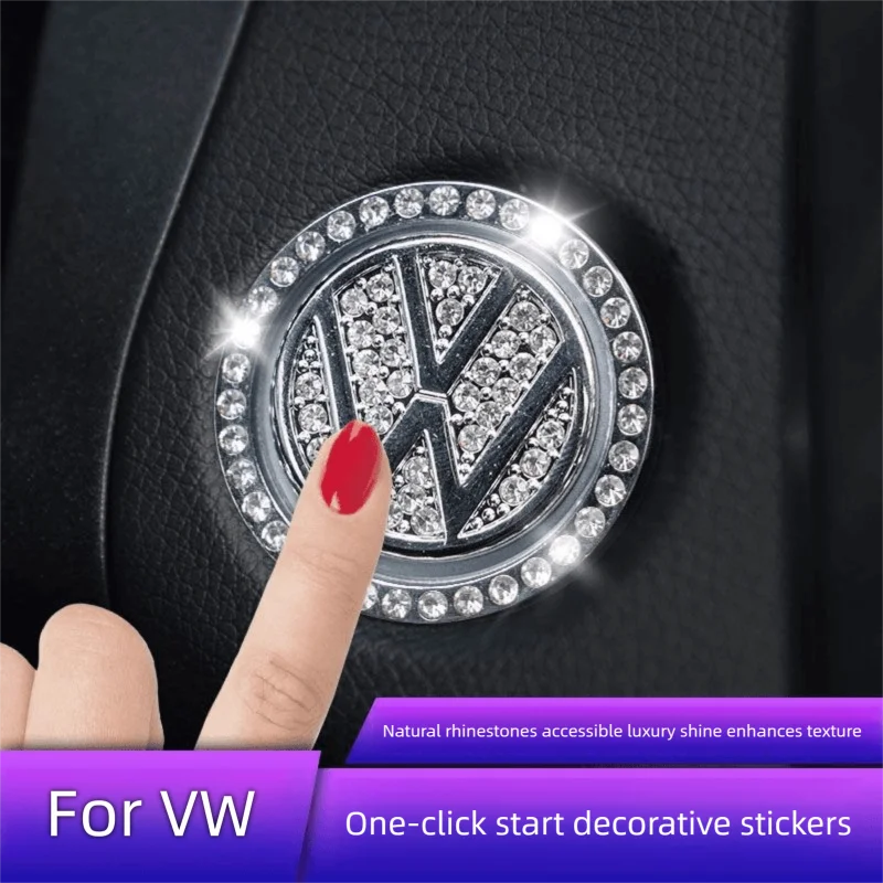 

For VW Passat b8 Tiguan Golf transporter t5 Car One-Click Start Stop Engine Ignition Ring Sticker Crystal Rhinestone Decor Cover