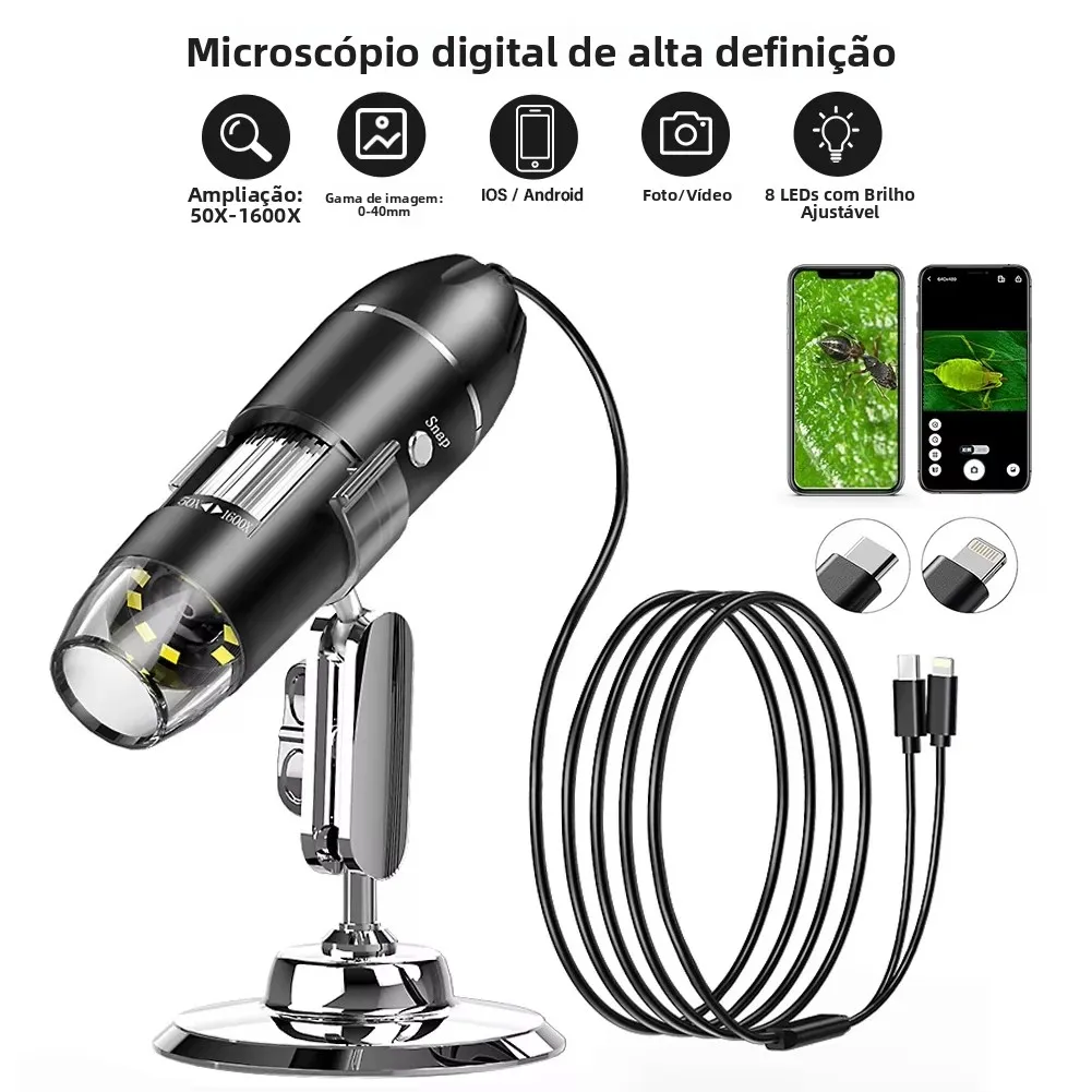 1600x usb eletrônico digital bolso microscópio portátil para detecção de folículos de cabelo da pele com tubo de tração monocular
