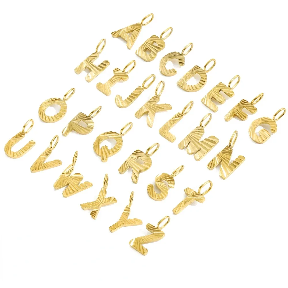 women Stainless Steel Wholesale Flower Alphabet Accessory Necklace Pendant Name Ripple Alphabet