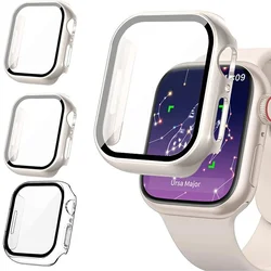 Szkło hartowane + pokrowiec na Apple Watch akcesoria 45mm 41mm 44mm 40-42mm osłona ekranu smart watch Case series 9 8 7 4 5 6 SE