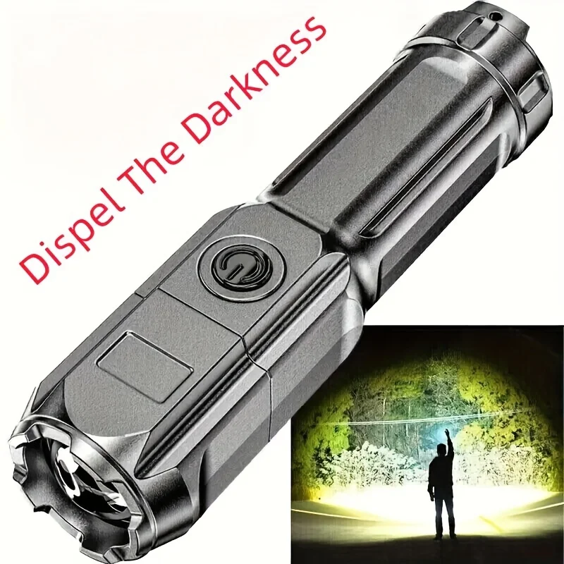 1 Tactical Variable Zoom Flashlight, Portable Multifunctional Outdoor Light, Suitable For Camping Use, Rechargeable Flashlight