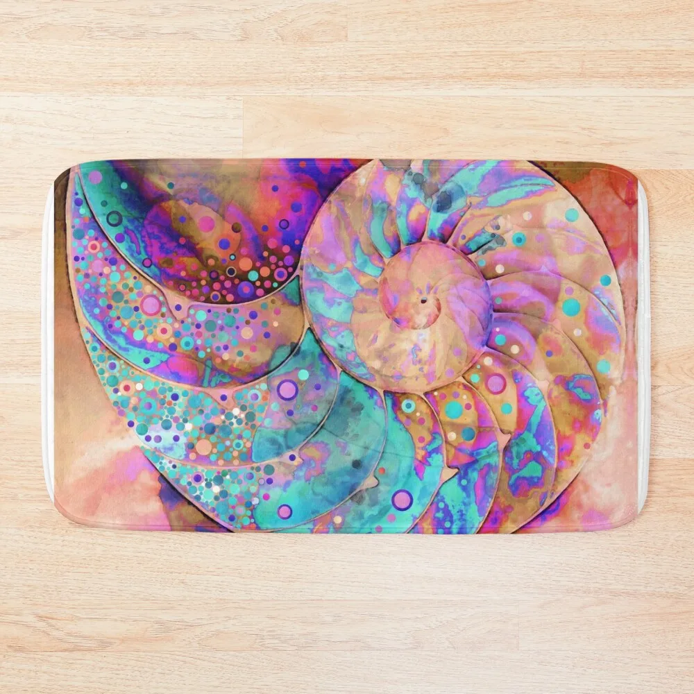 Jubilant Nautilus Shell Seashell Art Bath Mat Bathroom Carpet Rugs Baths Mat