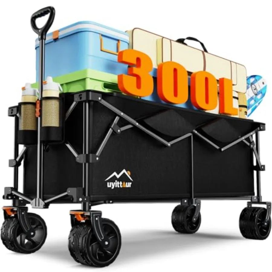 Carro plegable extra grande de 300 L con capacidad de carga de 440 libras Diseño resistente extendido de 48 pulgadas de largo con un gran todoterreno