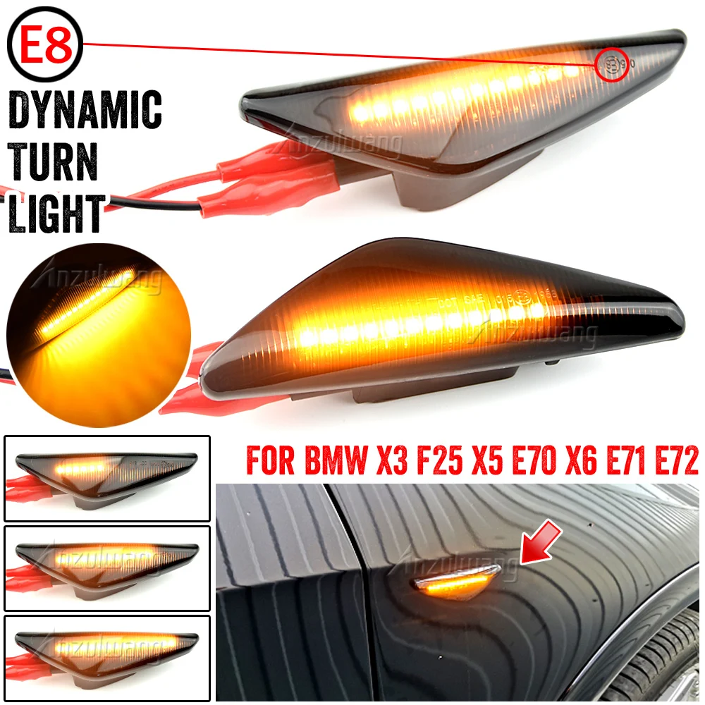 LED Dynamic Side Marker Turn Signal Blinker Flowing Water Blinker Flashing Light For BMW X3 F25 X5 E70 X6 E71 E72 2007-2014