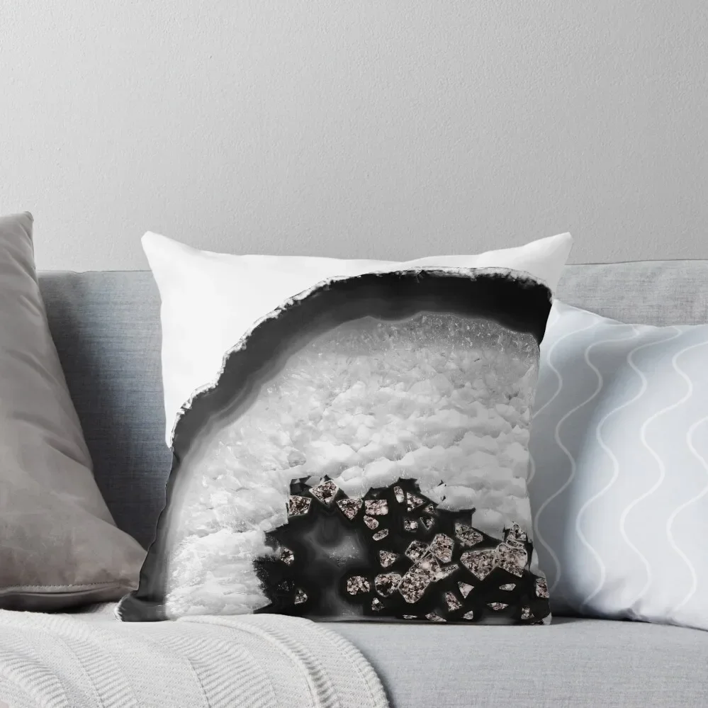 

Gray Black White Agate with Rose Gold Glitter #6 (Faux Glitter) #gem #decor #art Throw Pillow Luxury Sofa Cushions Pillow