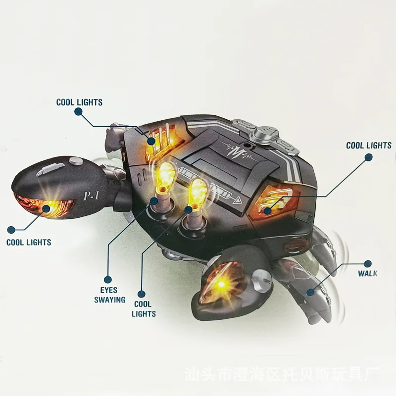 Kruipende krab Babyspeelgoed, buiktijdspeelgoed voor baby's met muziek, leren kruipende babyjongen, interactief speelgoed Lopend dansend krabspeelgoed