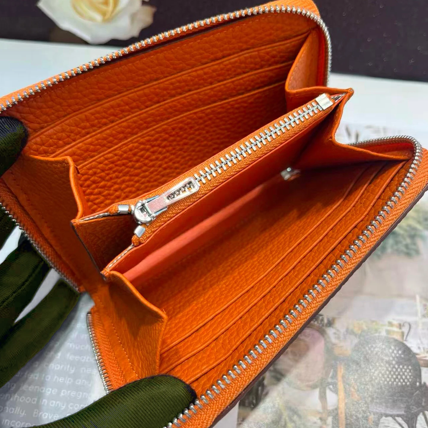 Genuine Leather Card Holder Women Zipper Pocket Small Coin  Zip Around Multi Slot Daily Use
