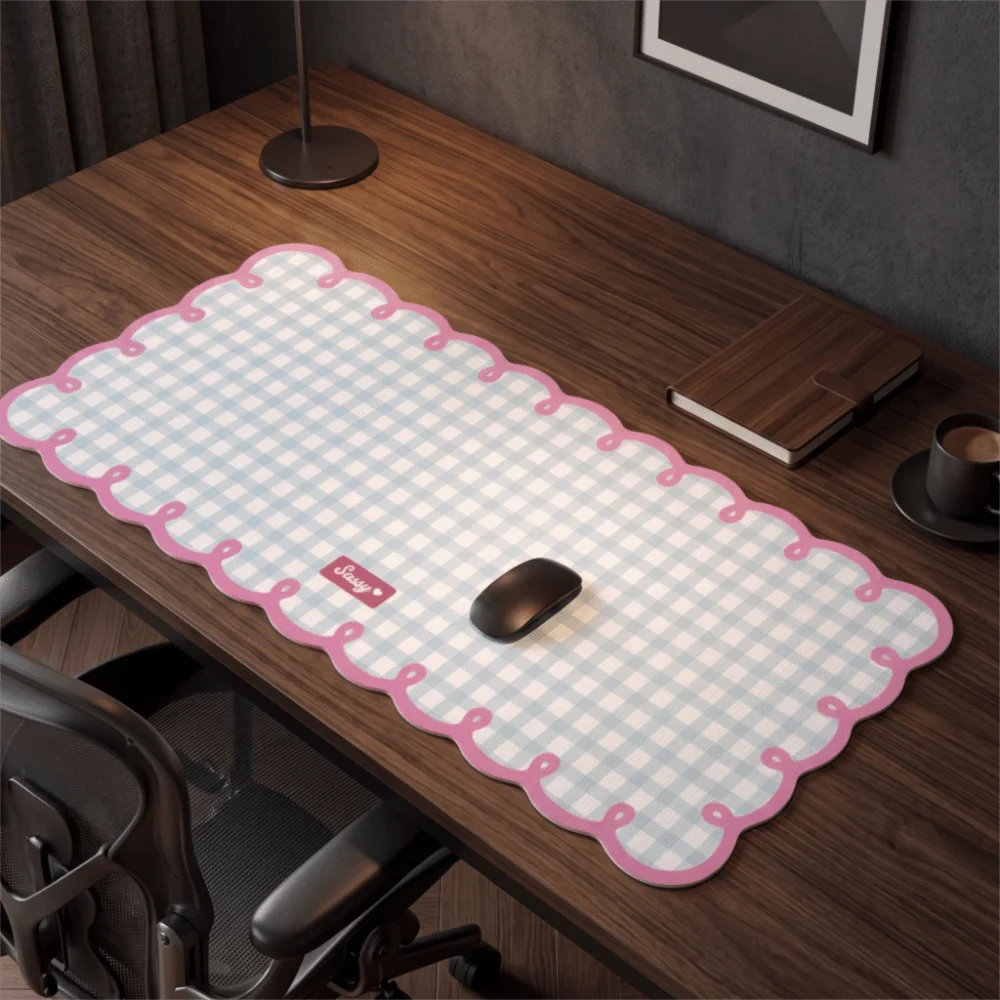 E-Sports Extra Large Mouse Pad Plaid Pattern PVC Computer Desk Mat Non Slip Cute Keyboard Pad Household Use