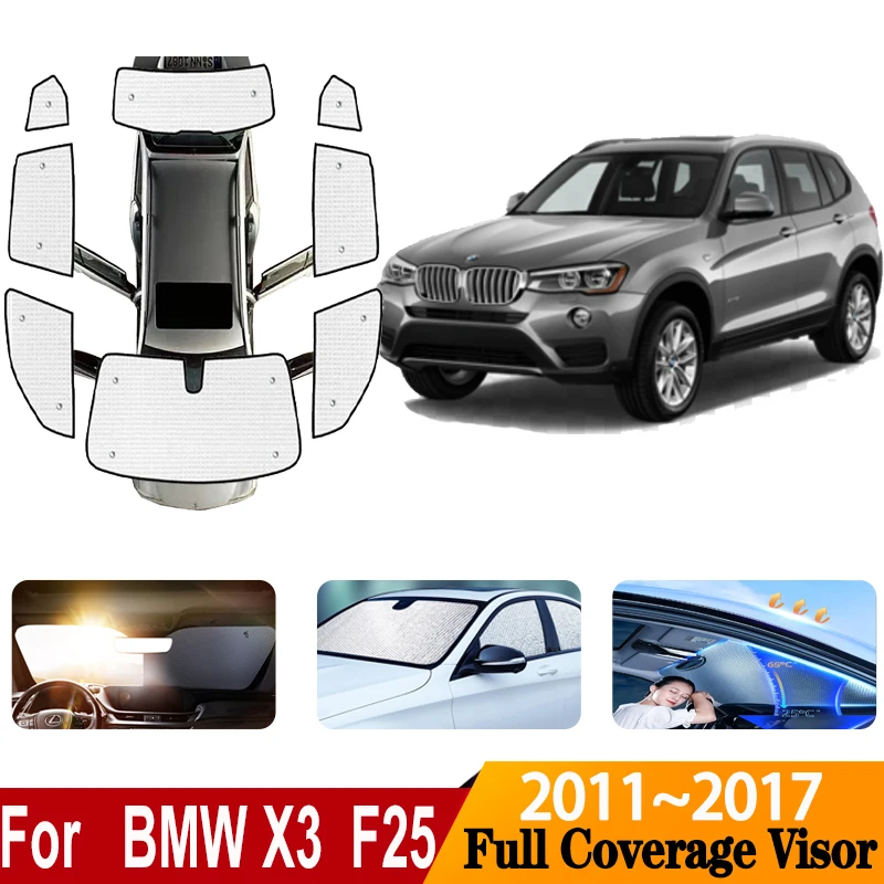 

Car Sun Visors Covers For BMW X3 F25 2011~2017 Auto Anti-UV Thermal insulation Sunscreen Window Sunshade Covers Car Accessories