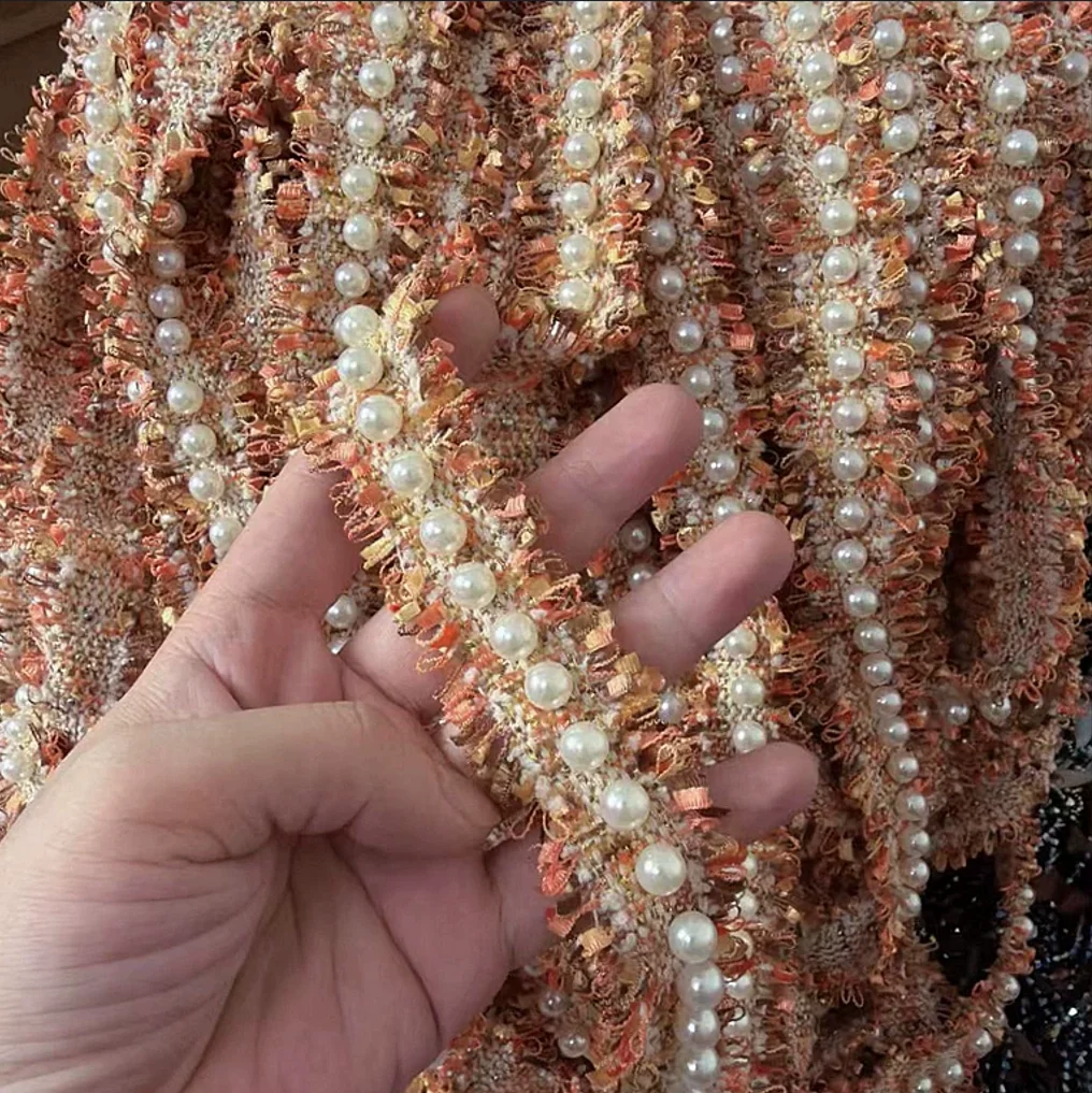 3cm Wide Tassel Webbing Nailed Pearl Lace Handmade Clothing Shoes And Hats Diy Decoration Small Fragrant Webbing Accessories
