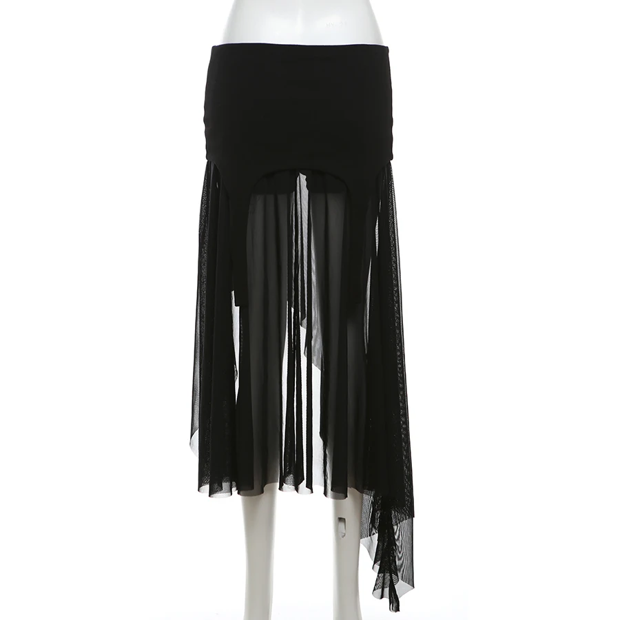 Nibber 2026 Sommer Einfarbiger Schlichter Alltagstauglicher Sexy Gerippter High-Street Trendiger Cooler Damen Laminierter Rüschenrock – Detail 17