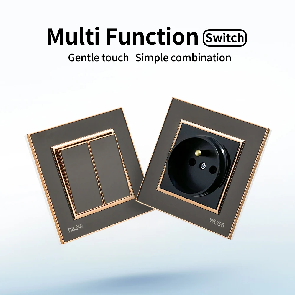 أسود مع مقبس الحائط الأرضي منافذ كهربائية طلاء مثبطات اللهب البلاستيك فرنسا القياسية لوحة أكريليك لوحة مقابس الطاقة #2