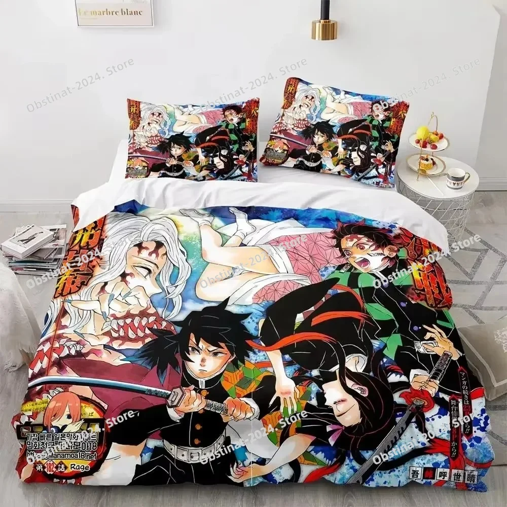 

Anime Demon Slayer Kamado Tanjirou Bedding Set Duvet Cover Bed Set Quilt Cover Pillowcase Comforter king Queen Size Boys Adult
