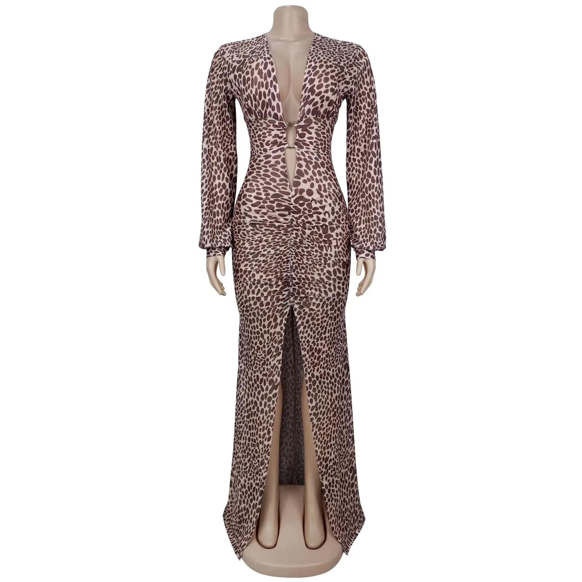 Moda outono africano manga longa com decote em v poliéster festa noite longo maxi vestido dashiki vestidos africanos para roupas femininas