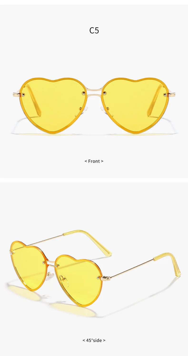 Neue Vintage Runde Sonnenbrille für Damen und Herren Marken-Sonnenbrillen Herzförmige Brillen für Männer und Frauen – Detail 10