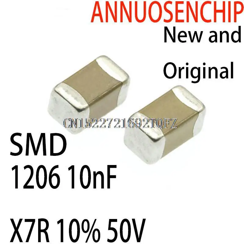 

4000 шт., новые и оригинальные конденсаторы smd 1206 10nF X7R 10% 50V