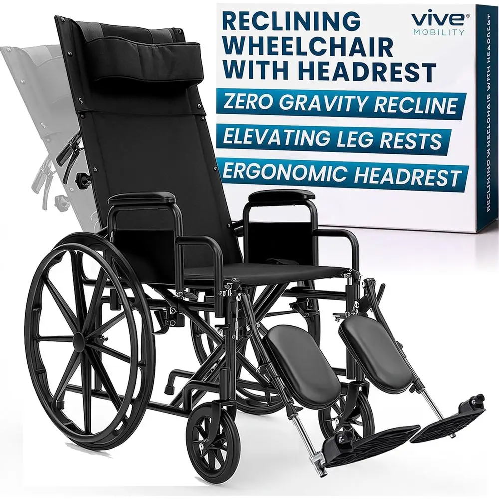 

Reclining Wheelchair with Elevating Leg Rests - Heavy Duty Recliner Wheel Chair or Seni& Adults -Wide 18" Seat, up to 300lbs -Hi