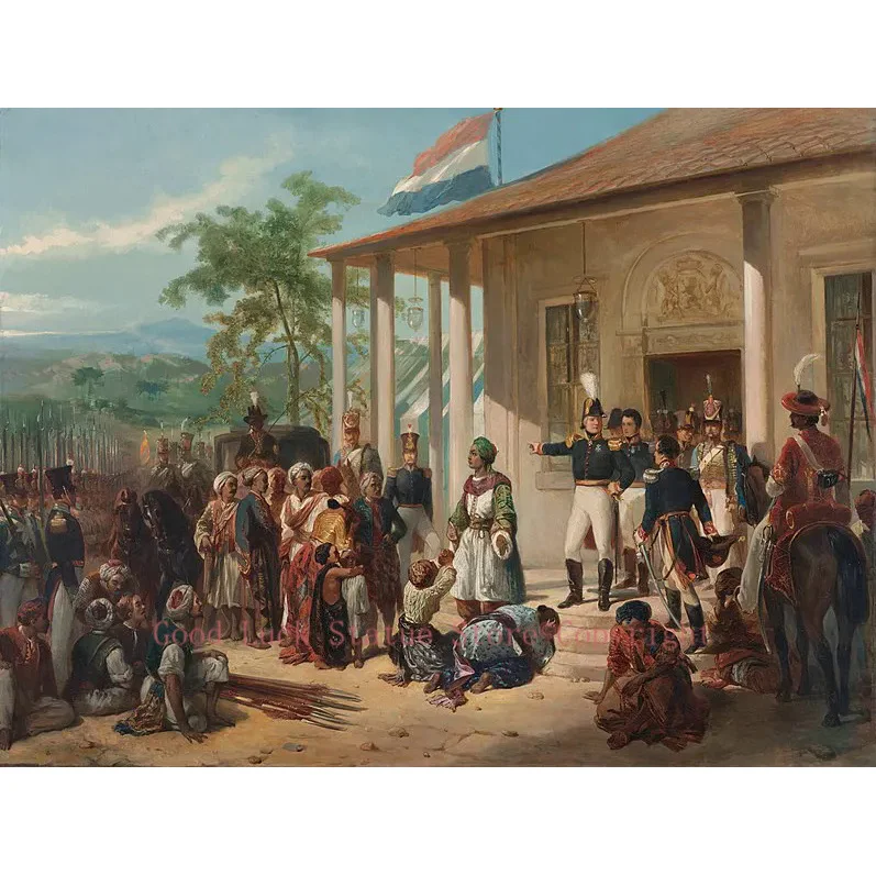 

Netherlands Holland art Nicolaas Pieneman - The Submission of Prince Dipo Negoro to General De Kock print art painting