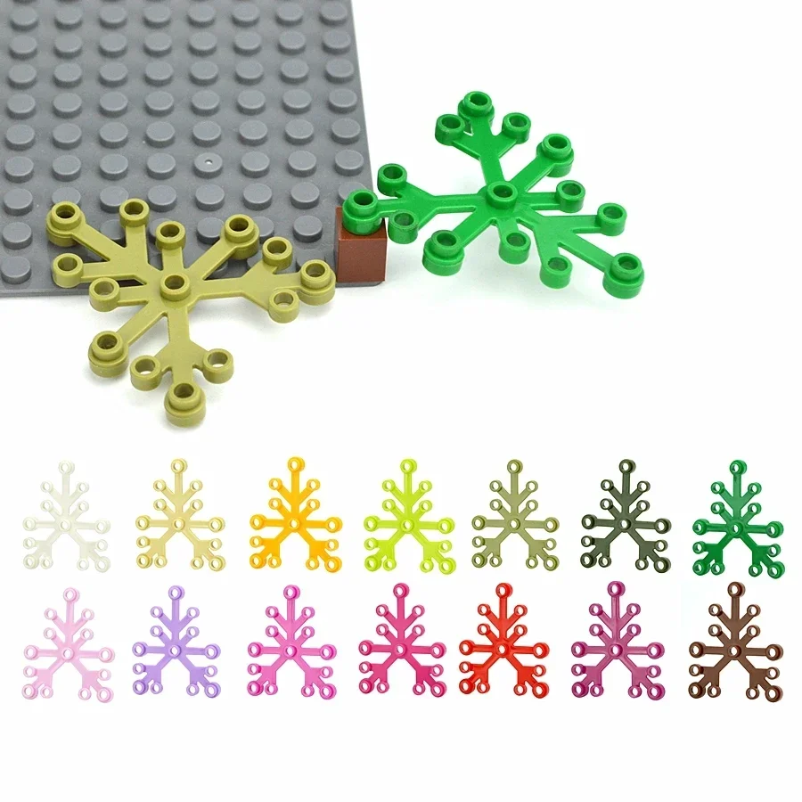 MOCชิ้นส่วนพืชต้นไม้ใบ2417 6X5 Leafใช้งานร่วมกับอิฐ40ชิ้นDIY Assmble Building Blocks House Gardenใบอนุภาค