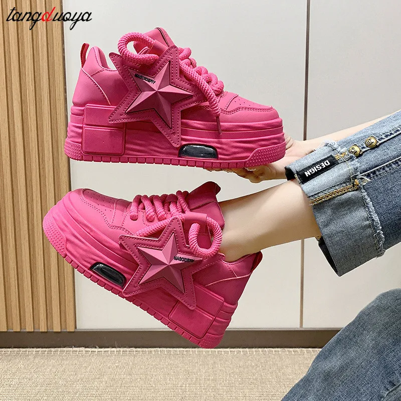 2024 Hot sale Women Chunky Sneakers White Dad Shoes Fashion Platform Outdoors Walking Shoes Womens Autumn Casual Sport Shoes