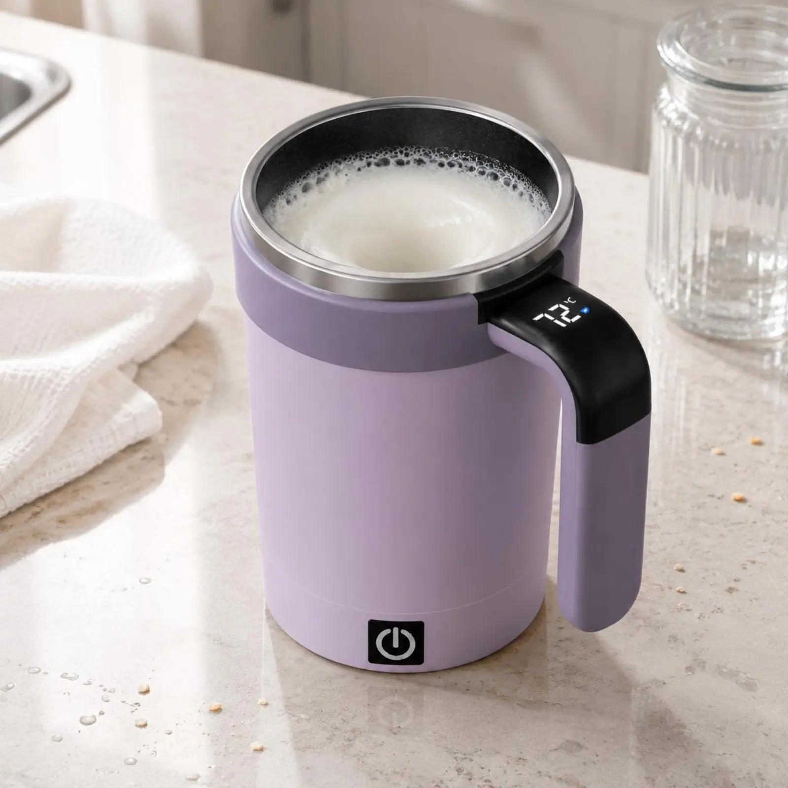 

Electromagnetic Stirring Cup Removable Base Temperature Display Mug Electromagnetic Mixing Cup Portable Self Stirring Mug