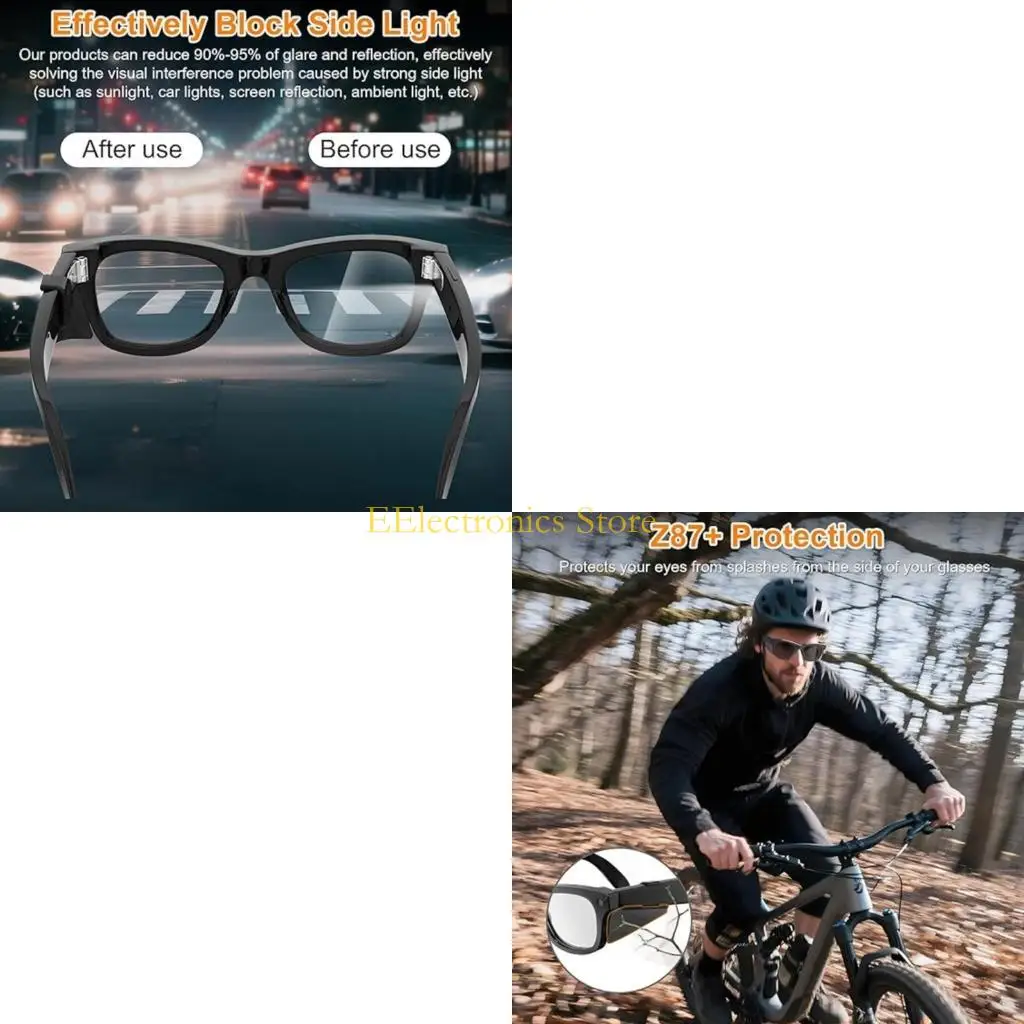 B03C Side Light Reducing Accessory for Wearable Glasses, Flexible Silicone Cover for Outdoor Walking and Commute Wear