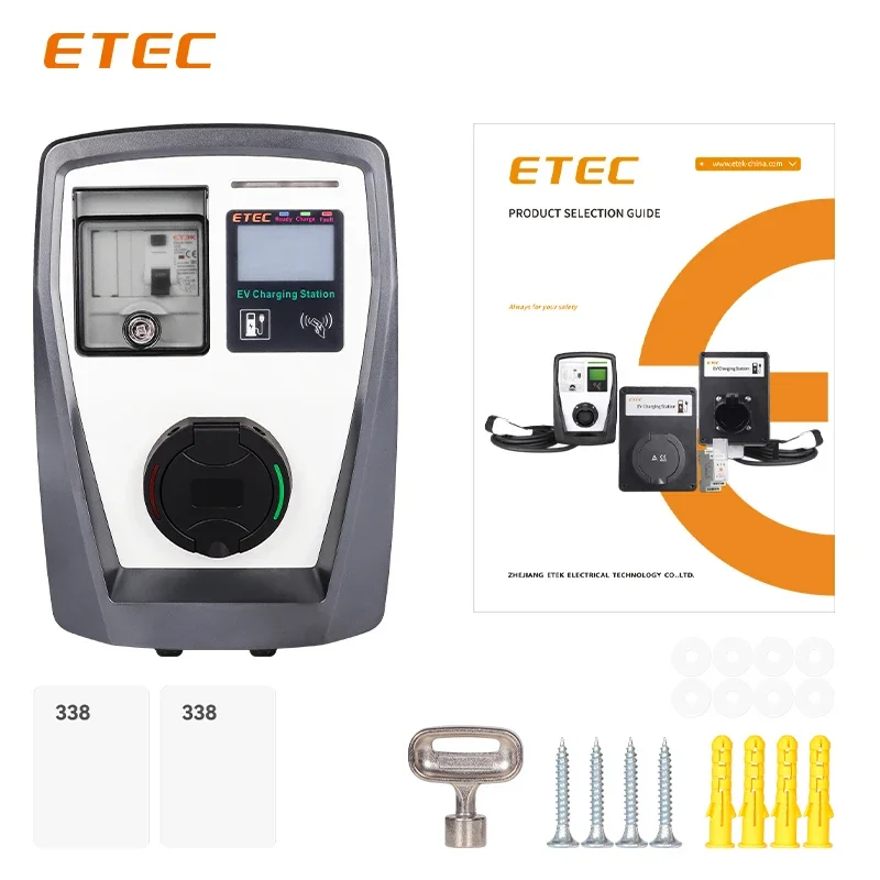 EV charger Three Phase modbus wallbox 32A 22KW RFID Card  3 phase car charging station wallbox LCD+RFID+Lock