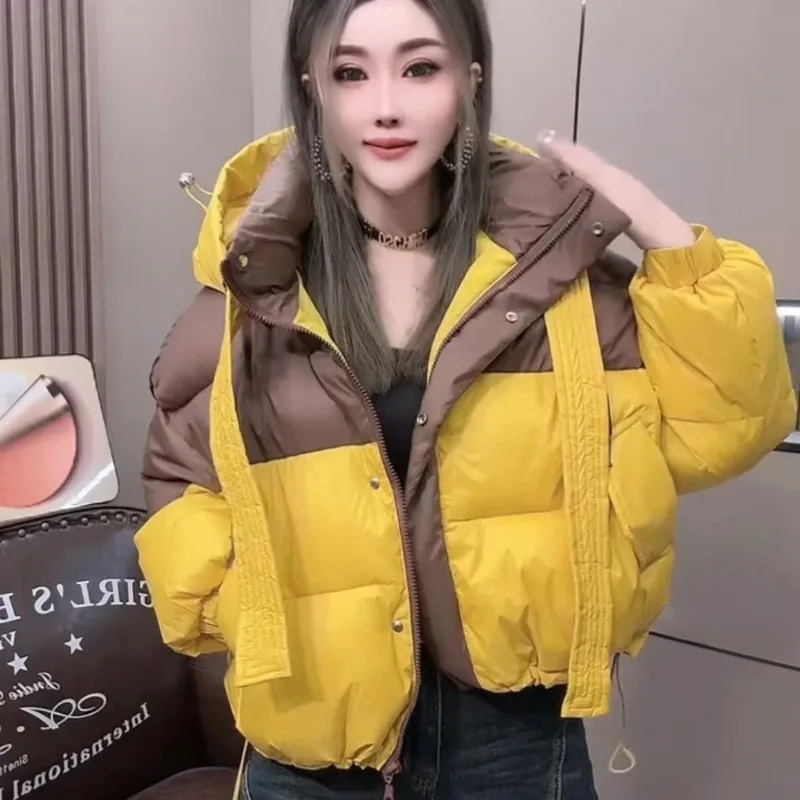 Women's Winter Cotton Coat Top Coat Splicing Short Thickened Leisure Loose Fashion Design Premium Comfortable Versatile Trend