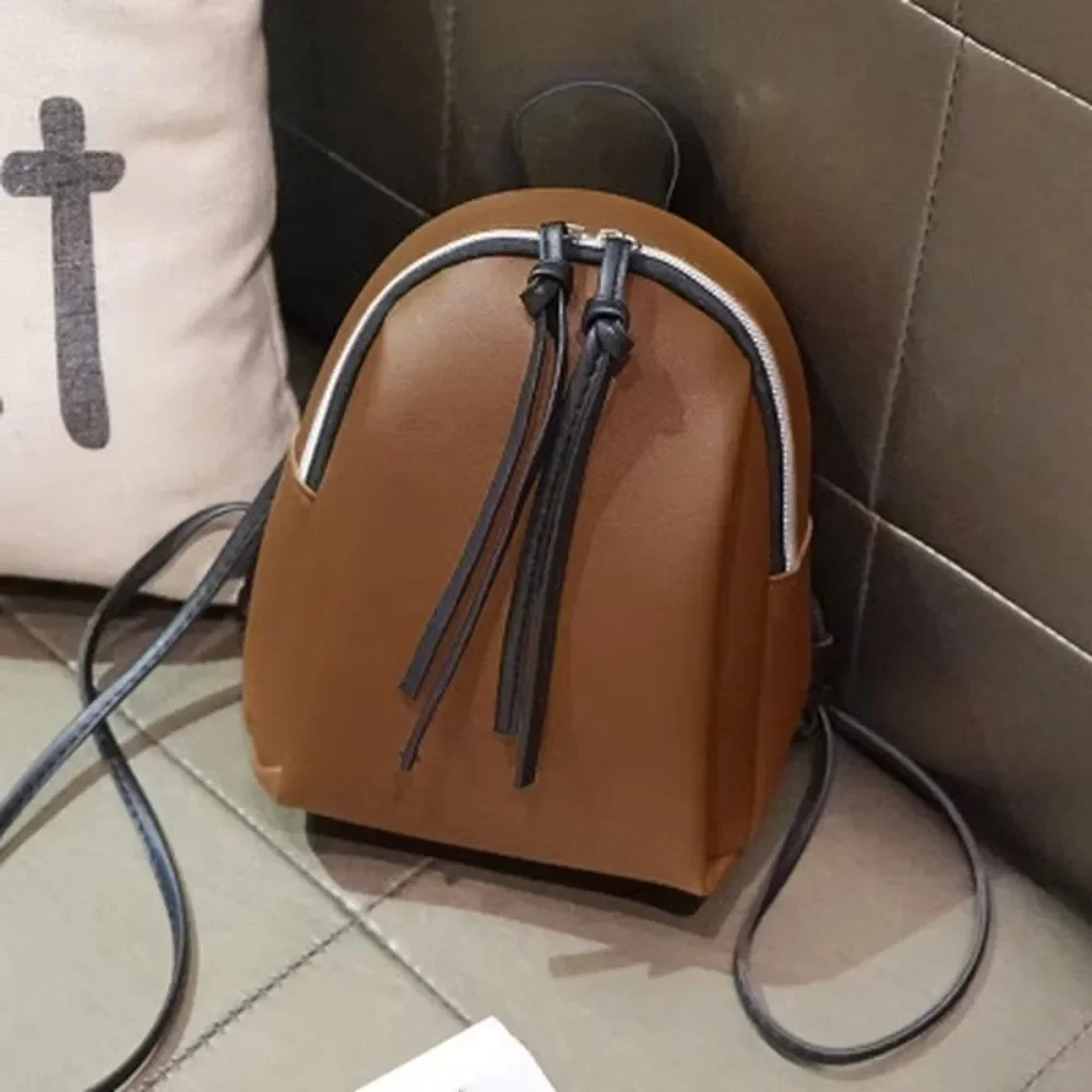 

Leather Mini Backpack for Women - Tassel M2 Zipper Shoulder Bag, School Bookbag for Teen Girls & Fashion Crossbody Purse
