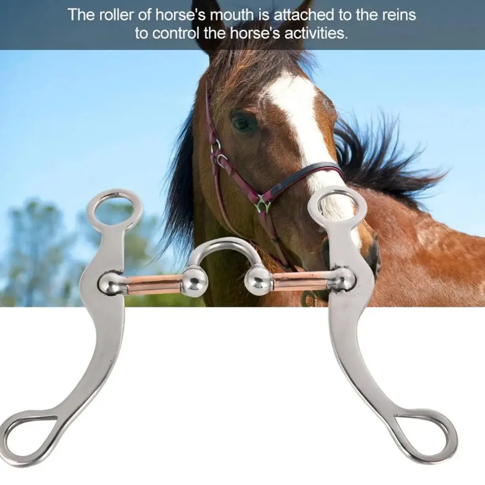 

Stainless Steel Horse Bit Correction Mouth With Copper Barrels Gentle Correction Mouthpiece Snaffle Bit Accessories