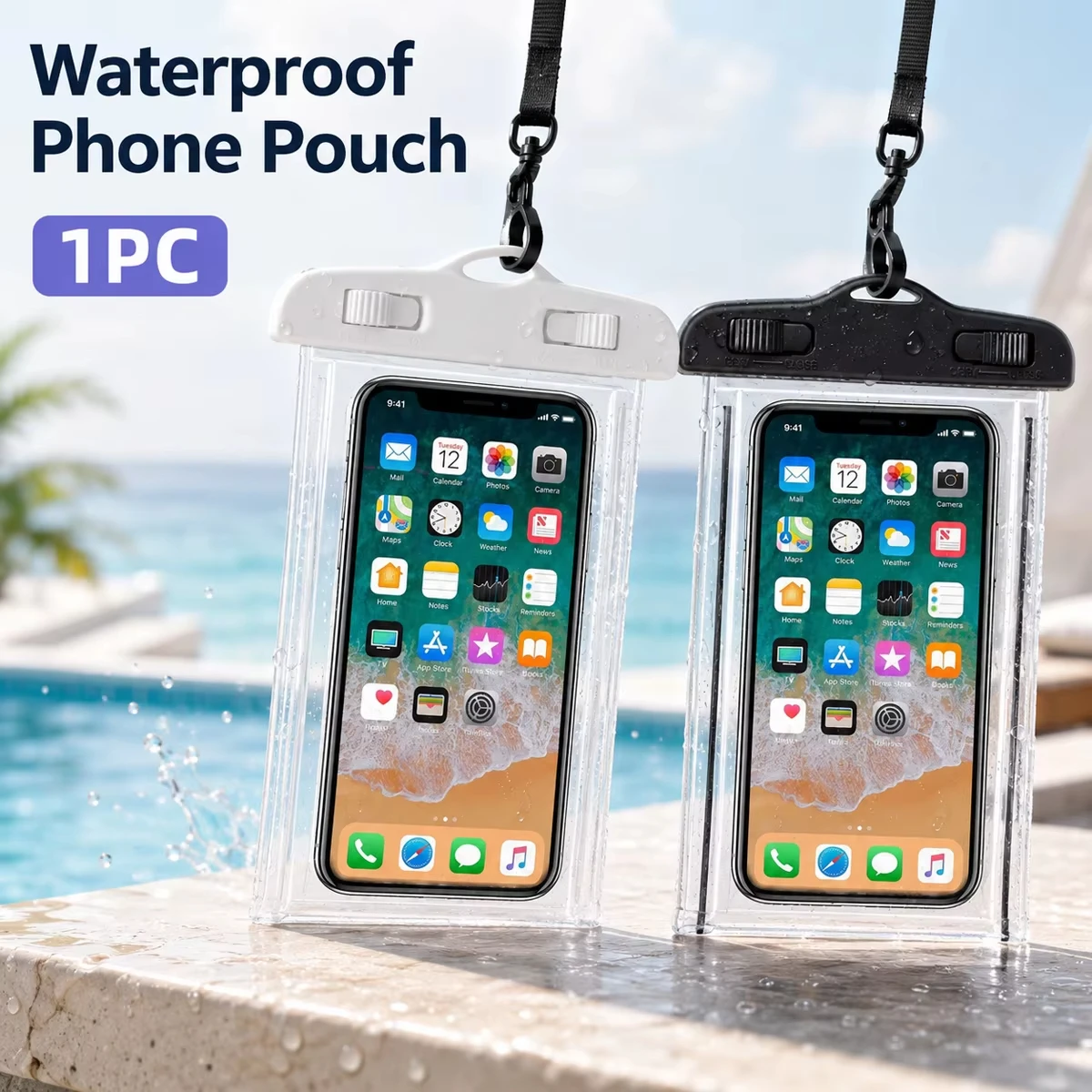 Przezroczyste, wodoodporne etui na telefon komórkowy do zawieszenia na szyi, z obsługą dotyku, wodoszczelne, idealne na plażę, do pływania, pokrowiec do przechowywania telefonu.