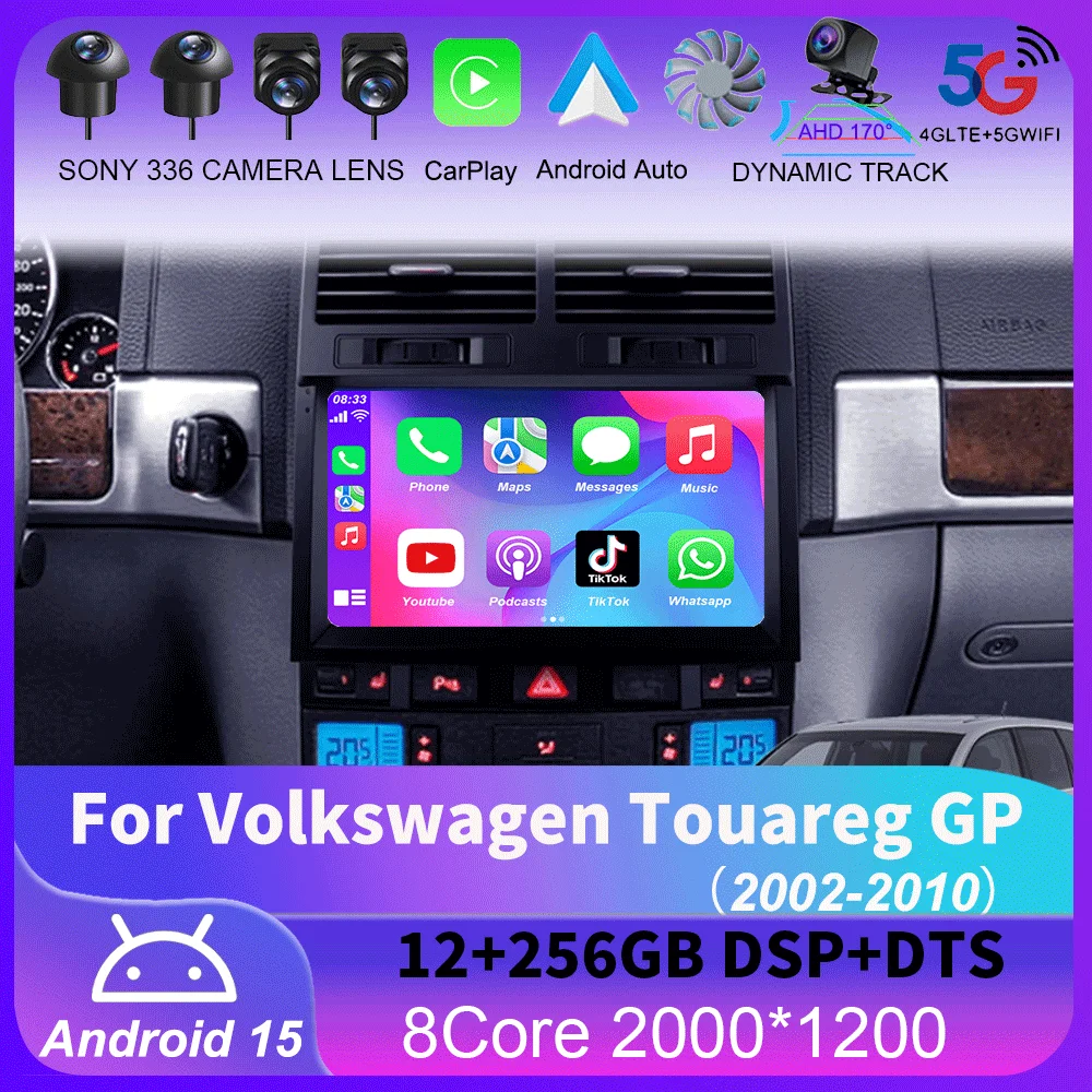 For Volkswagen Touareg GP 2002 - 2010 Carplay Auto 4G+WIFI GPS Car Radio Navigation Multimedia Video Player Stereo BT Android 16