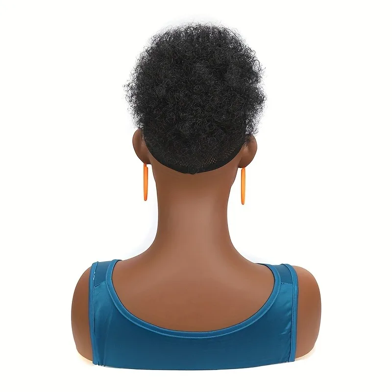 8 بوصة فوضوي كعكة الأفرو متموجة تجعيد الشعر مع كعكة الاصطناعية ذيل حصان ملحقات كعكة الشعر سميكة للنساء #3