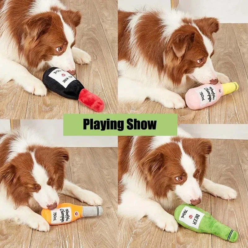 Pet Favorite Plush Toy Beer Champagne Bottle Bite Resistant Sound BB Called Internet Celebrity Toy