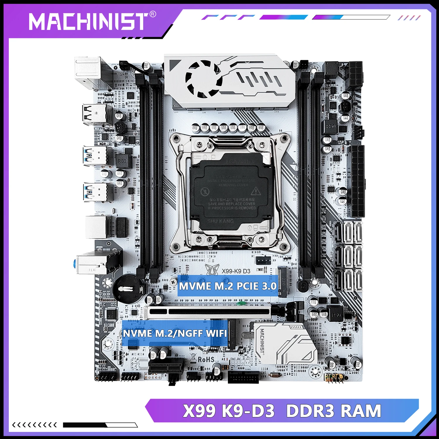 MACHINIST X99 K9-D3 Motherboard Kit C612 Chip Optional E5 2666 V3 and E5 2673 V3 CPU Support DDR3 RAM Four channels M-ATX view 5