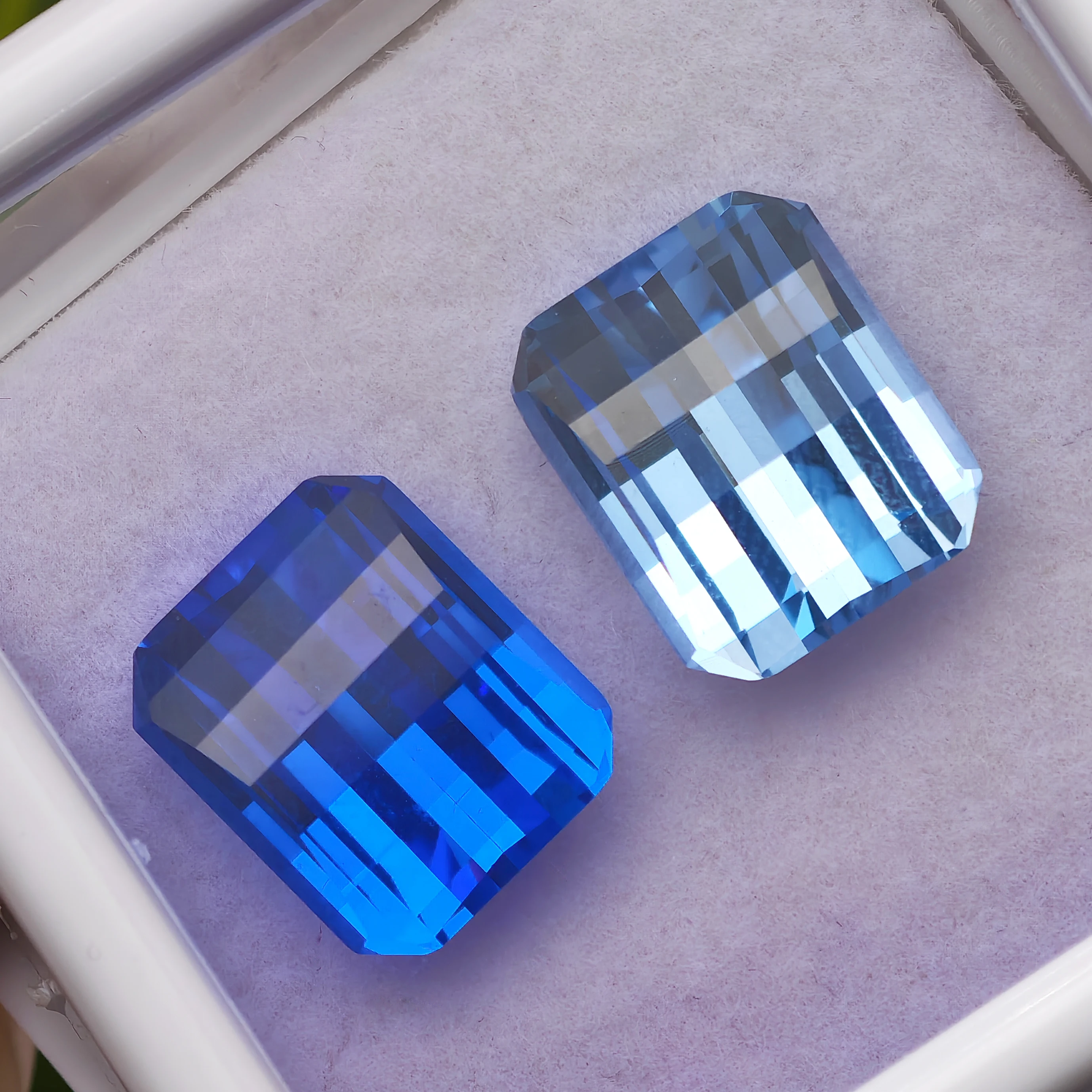 Royal Blue/Light Aquamarine Lab Grown Cobalt Spinel Mosaic Cutting 10x12mm Square Pixel Cut Gemstone for Jewelry Making
