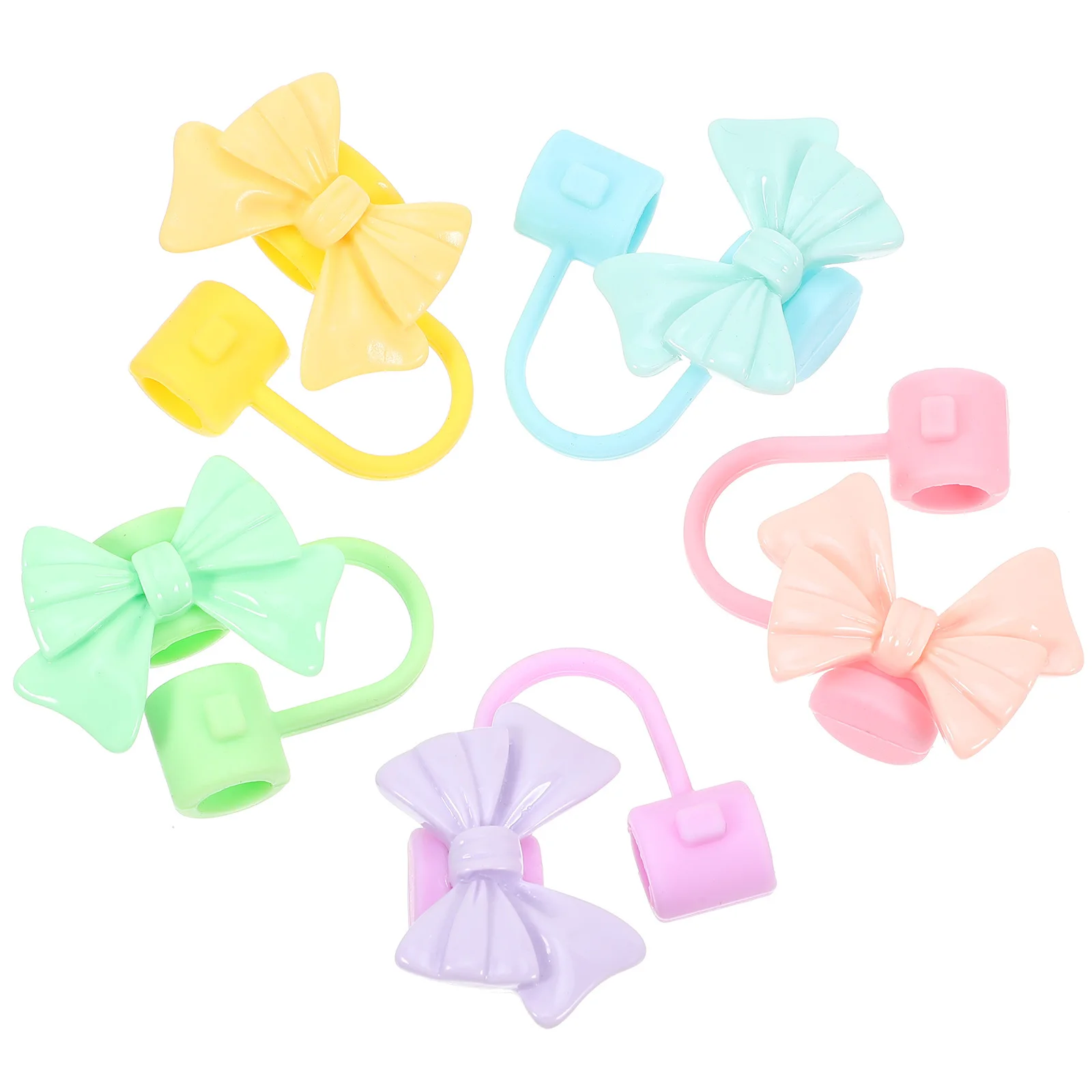 

5Pcs Bowknot Shape Silicone Straw Caps Reusable Adorable Tips Cover for Drink Tumblers Bow Straw Cover