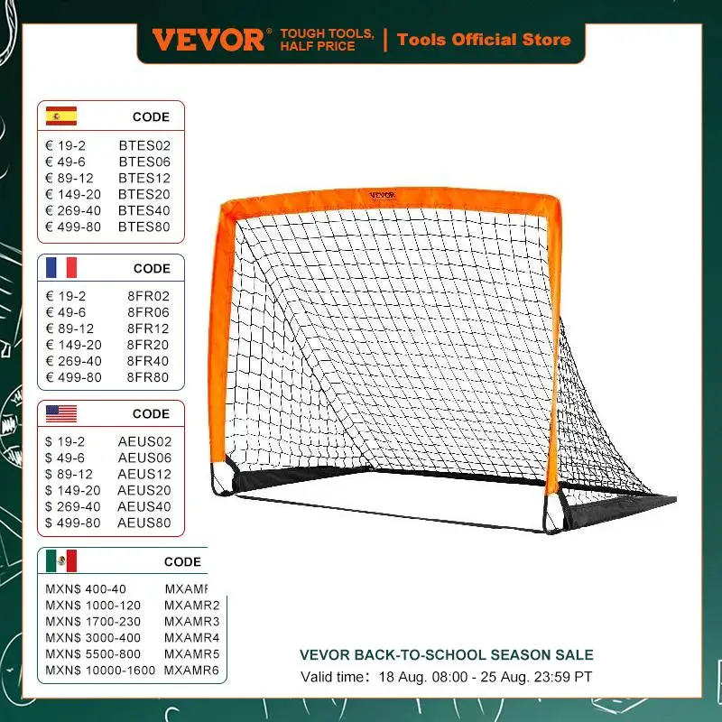 

VEVOR Portable Soccer Goal Kids Backyard Soccer Net Foldable Pop Up Practice Mini Indoor Outdoor Soccer Goals With Carry Bag