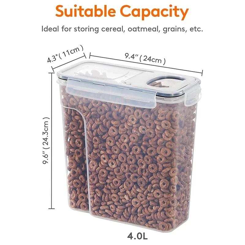 Airtight Cereal Storage Containers with Lids for Kitchen Organization and Moistureproof Food Storage Containers Accessories