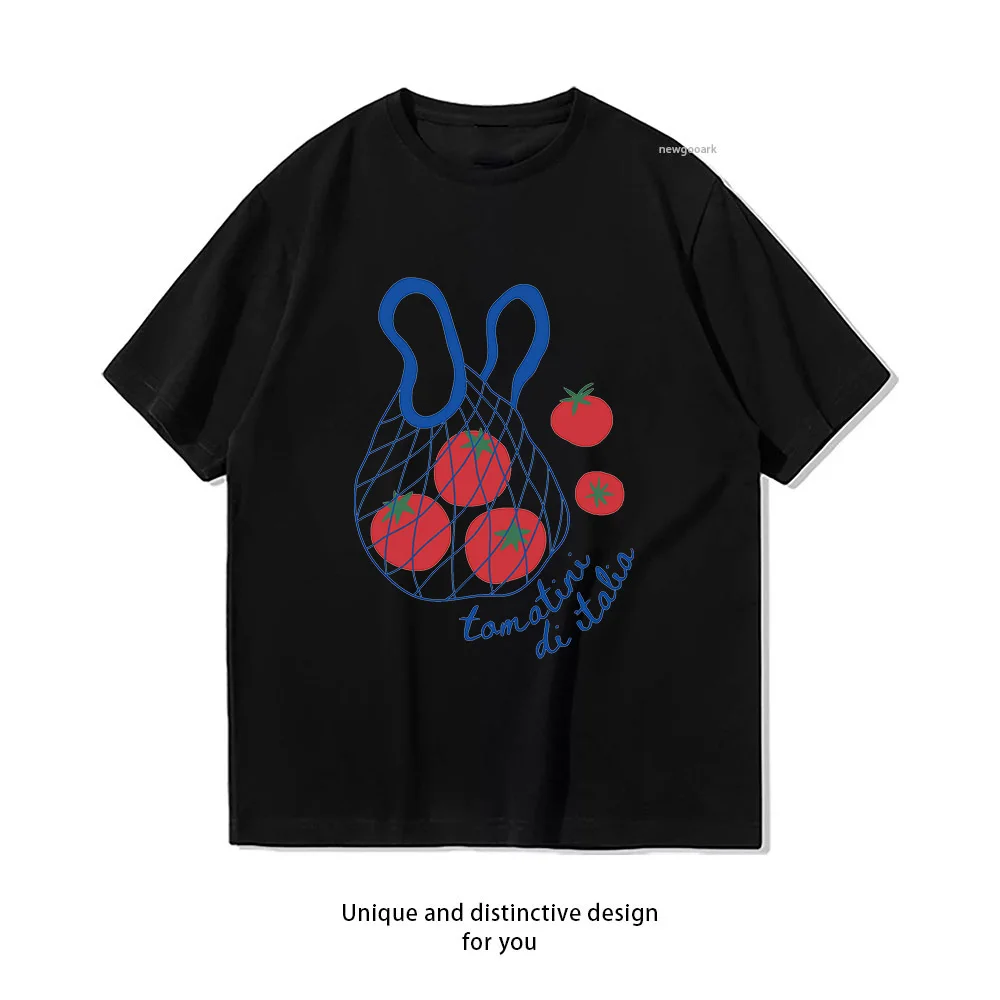 Italian Tomato Retro Farmers Market Pomodoro T-shirt Woman Man Summer Cotton Graphic T Shirts Adult O-neck Camisetas Tops Tee