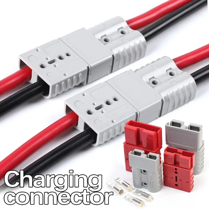 50A 120A High Current 2 Pin Power Connector with 8/6/4/2/0 AWG Super Soft Silicone Cable Forklift Battery Charging Plug