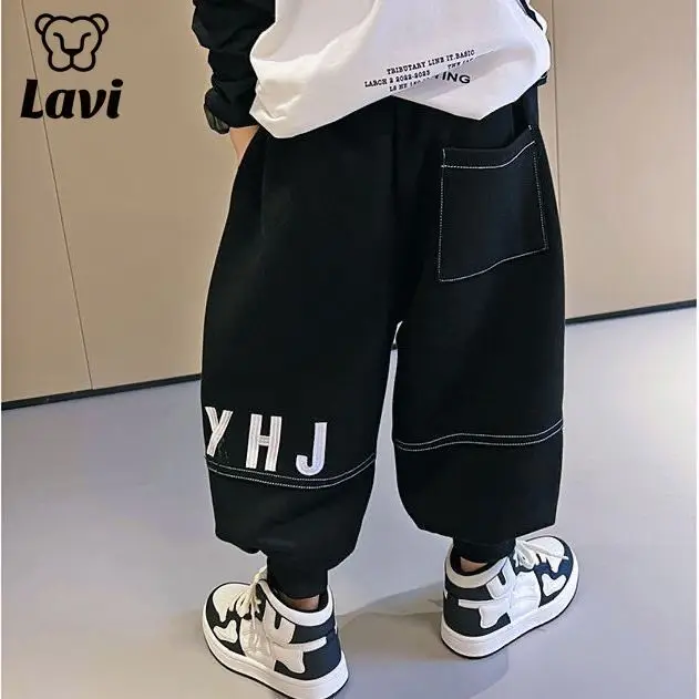 

Boys' Pants Spring and Autumn New Children's Sweatpants Winter Children plus Velvet Ankle Banded Pants