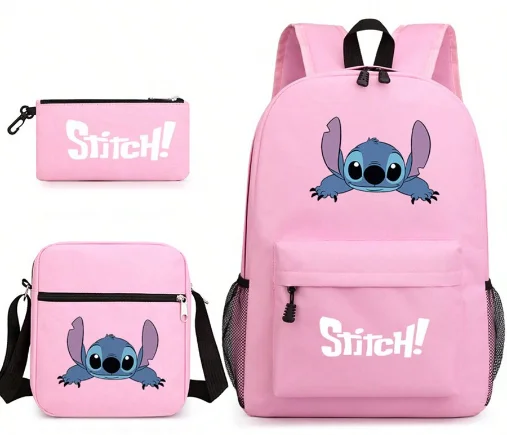

3PCS Storage Bag With lunch bags and pen bags, Stitch Backpack, Cartoon Cute bag, Kawaii Supplies, Birthday Christmas Gift