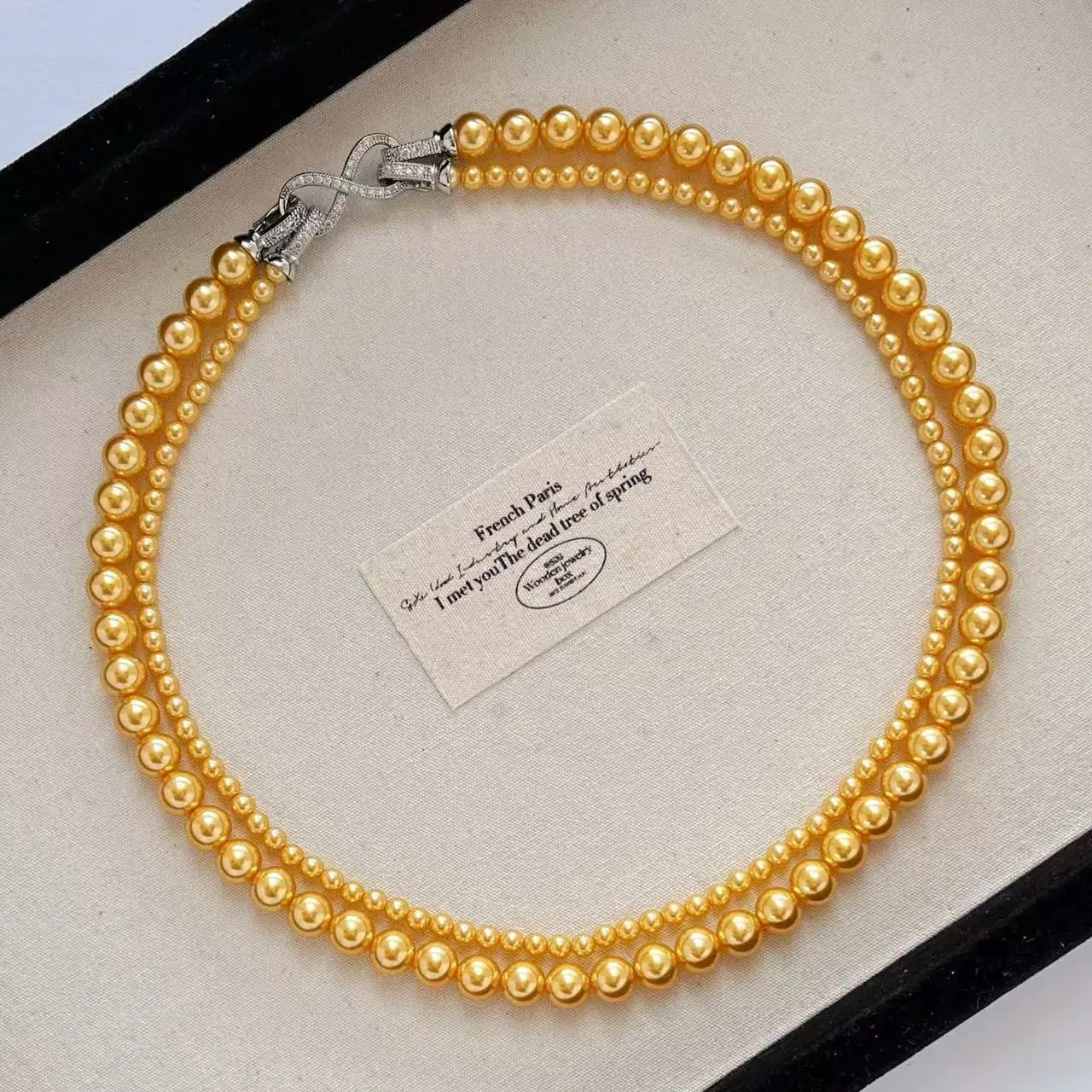 Gold Double-Layer Detachable Crystal Faux Pearl Necklace for Women Removable Choker & Sweater Chain New Layering Jewelry for Her