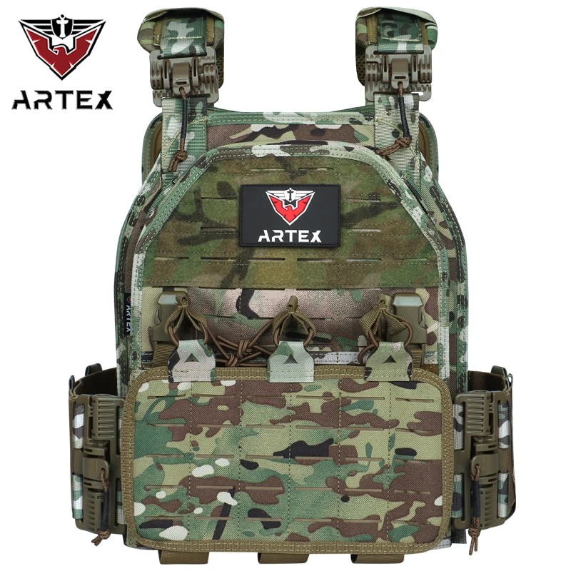 

Artex 6094 Combat Vest Outdoor Hunting Protective Shoulder, Adjustable Airsoft Plate Carrier 1000D w/ 5.56 Triple Mag Vest