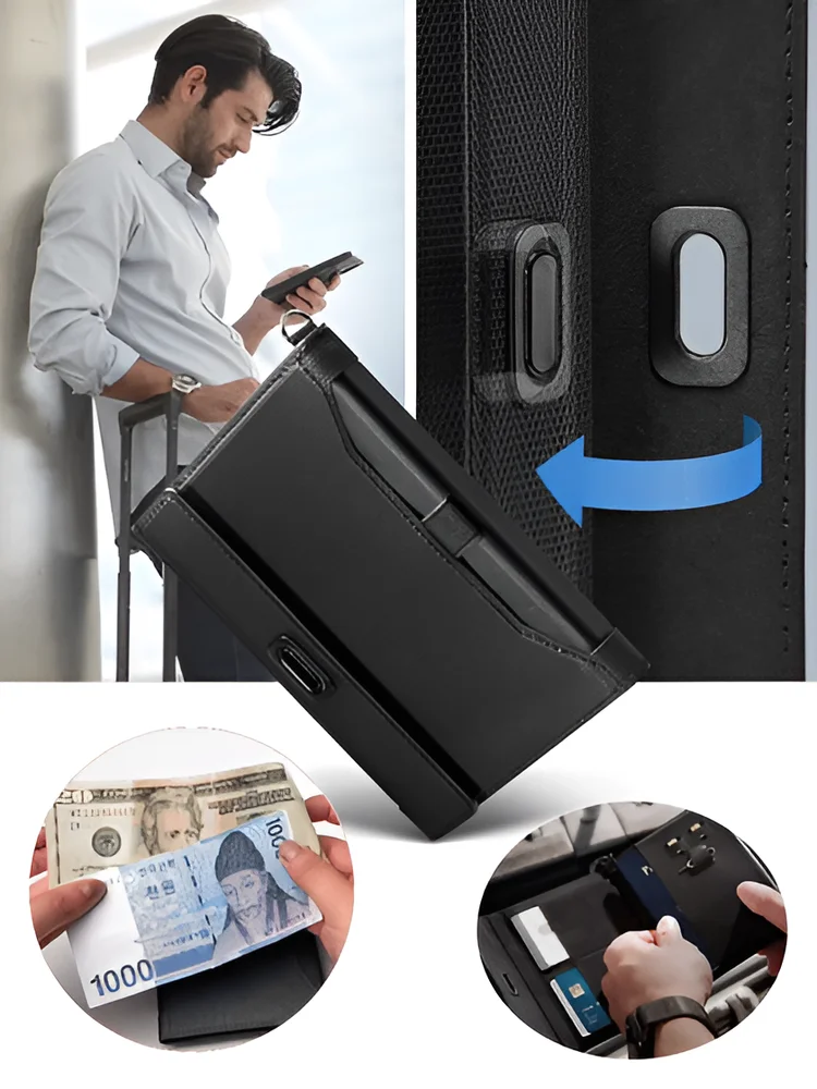 Dompet Paspor Kulit Multifungsi Tas Paspor Magnetik Tempat Kartu Identitas Bisnis Tempat Kartu PU Pelindung Paspor Perjalanan